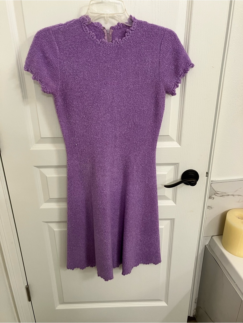 Soft Lavender Knit Short-Sleeve Dress